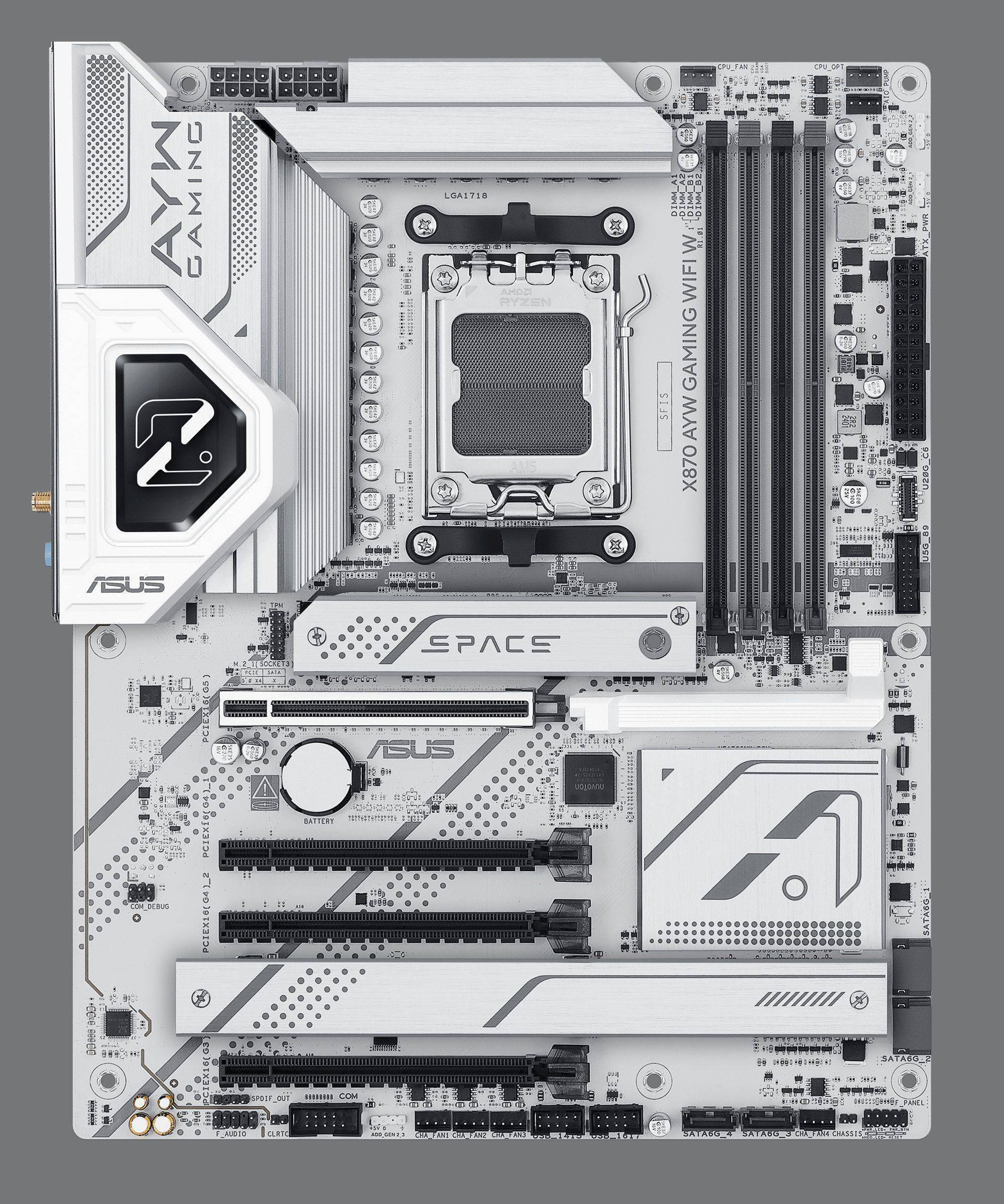 華碩x870 AYW GAMING WIFI W主板震撼上市 太空白設計，2099元打造極速新體驗